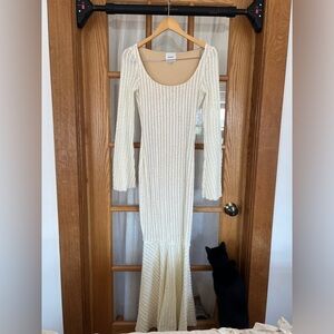 Reformation Cream Long Sleeve Dress